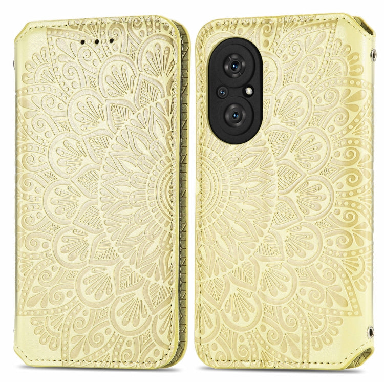 For Honor 50 SE Blooming Mandala Embossed Pattern Magnetic Horizontal Flip Leather Case with Holder & Card Slots & Wallet
