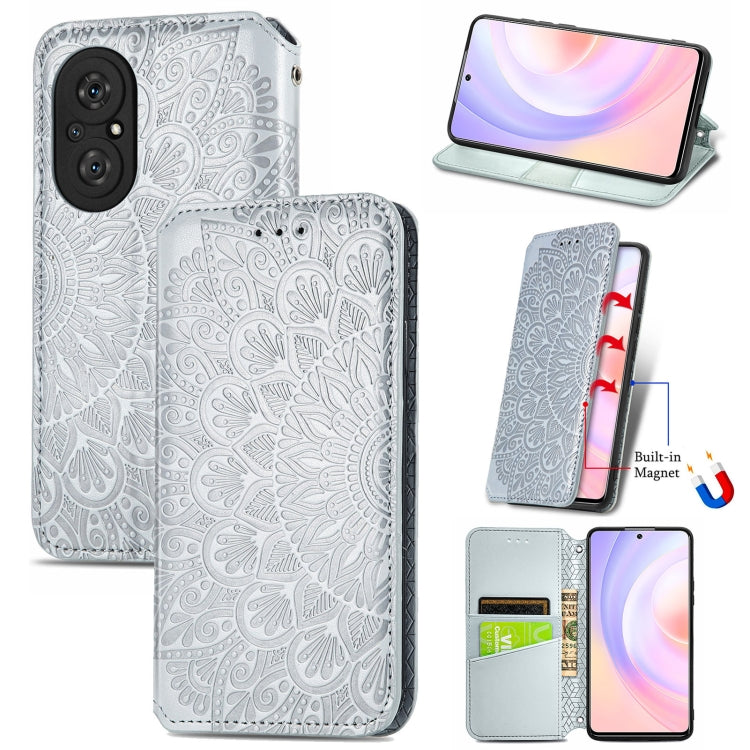 For Honor 50 SE Blooming Mandala Embossed Pattern Magnetic Horizontal Flip Leather Case with Holder & Card Slots & Wallet