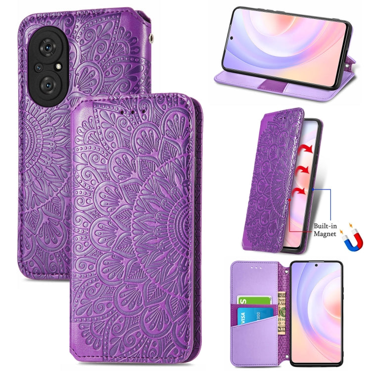 For Honor 50 SE Blooming Mandala Embossed Pattern Magnetic Horizontal Flip Leather Case with Holder & Card Slots & Wallet