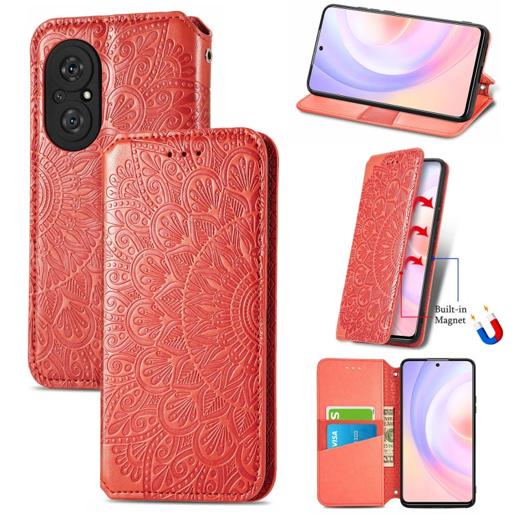 For Honor 50 SE Blooming Mandala Embossed Pattern Magnetic Horizontal Flip Leather Case with Holder & Card Slots & Wallet