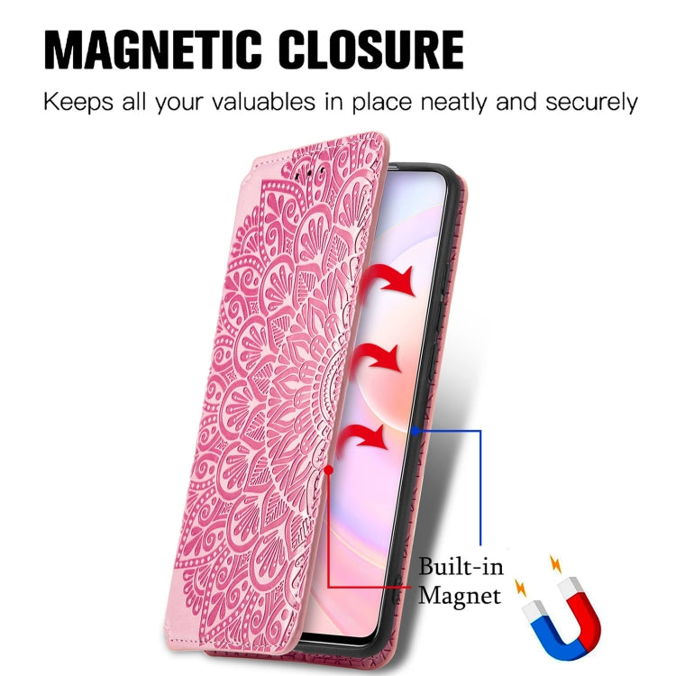 For Honor 50 SE Blooming Mandala Embossed Pattern Magnetic Horizontal Flip Leather Case with Holder & Card Slots & Wallet