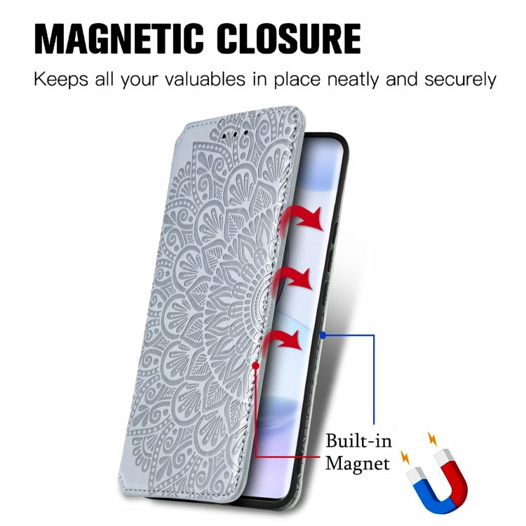 For Honor 50 Pro Blooming Mandala Embossed Pattern Magnetic Horizontal Flip Leather Case with Holder & Card Slots & Wallet