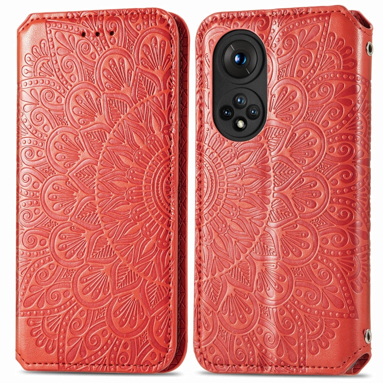 For Honor 50 Pro Blooming Mandala Embossed Pattern Magnetic Horizontal Flip Leather Case with Holder & Card Slots & Wallet
