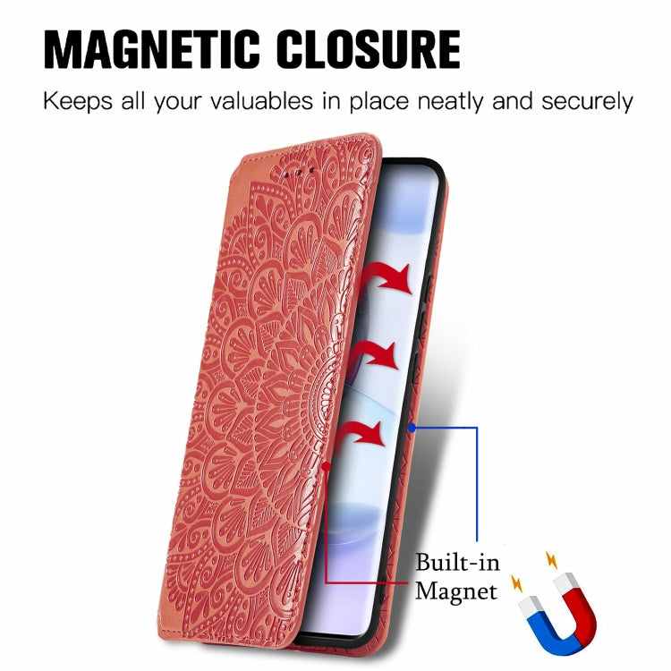 For Honor 50 Pro Blooming Mandala Embossed Pattern Magnetic Horizontal Flip Leather Case with Holder & Card Slots & Wallet