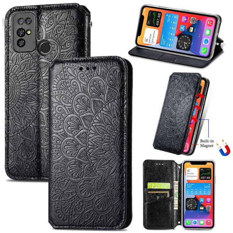 For Doogee X96 Pro Blooming Mandala Embossed Pattern Magnetic Horizontal Flip Leather Case with Holder & Card Slots & Wallet