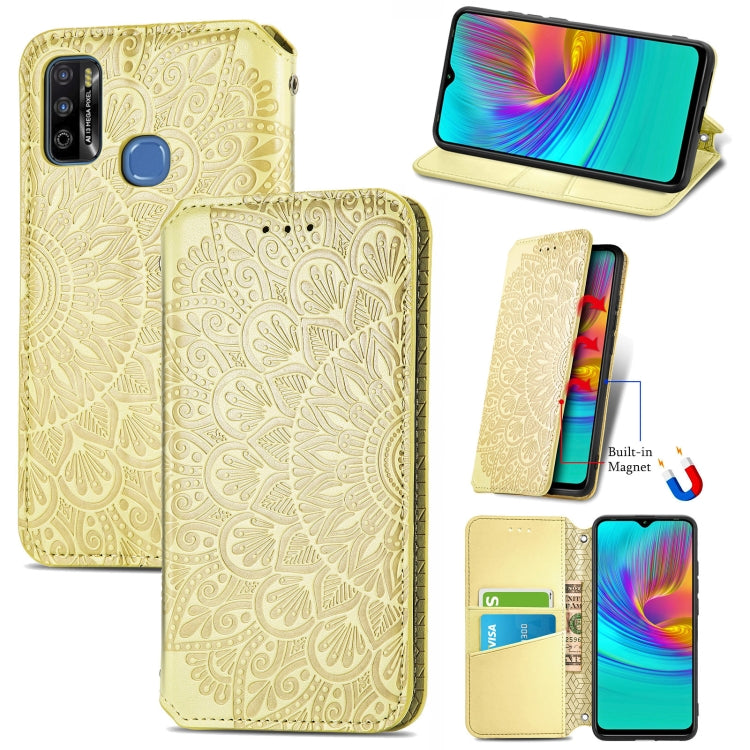 For Infinix X680 / Smart 4 Blooming Mandala Embossed Pattern Magnetic Horizontal Flip Leather Case with Holder & Card Slots & Wallet