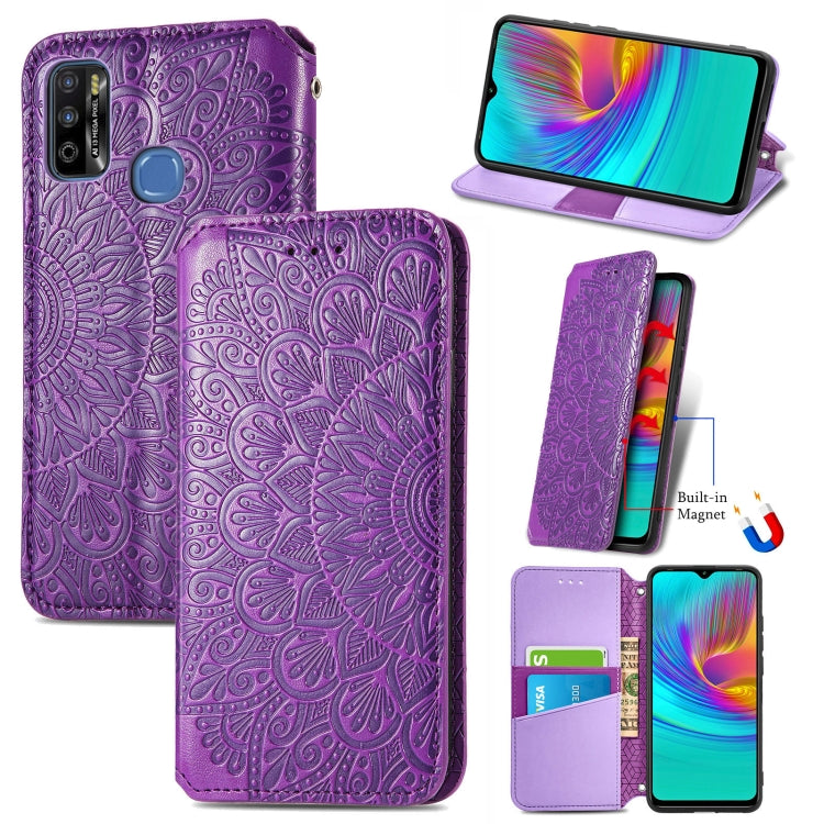 For Infinix X680 / Smart 4 Blooming Mandala Embossed Pattern Magnetic Horizontal Flip Leather Case with Holder & Card Slots & Wallet