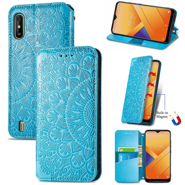 For Wiko Y81 Blooming Mandala Embossed Pattern Magnetic Horizontal Flip Leather Case with Holder & Card Slots & Wallet