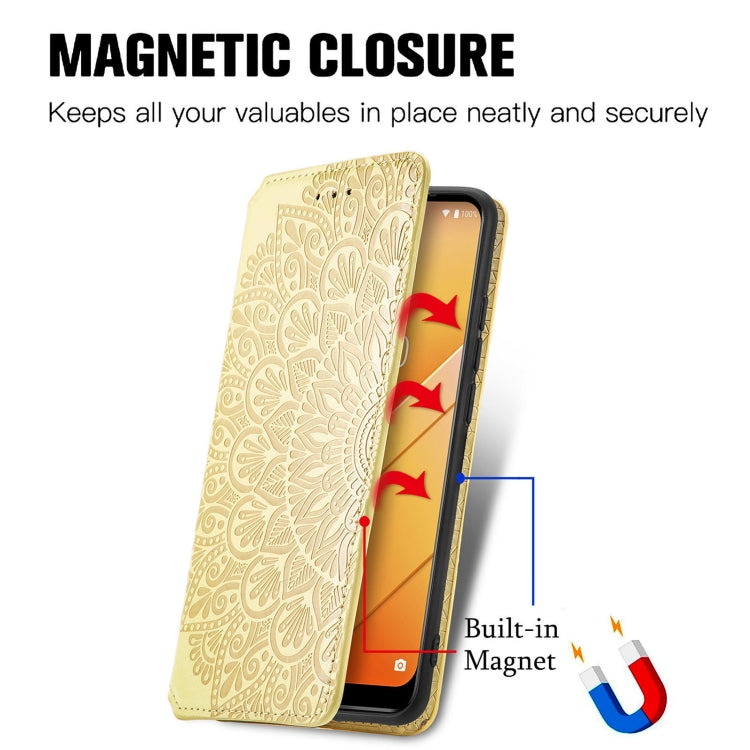 For Wiko Y81 Blooming Mandala Embossed Pattern Magnetic Horizontal Flip Leather Case with Holder & Card Slots & Wallet
