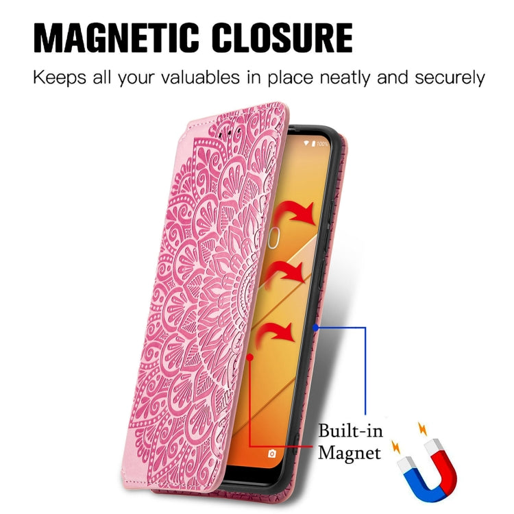 For Wiko Y81 Blooming Mandala Embossed Pattern Magnetic Horizontal Flip Leather Case with Holder & Card Slots & Wallet