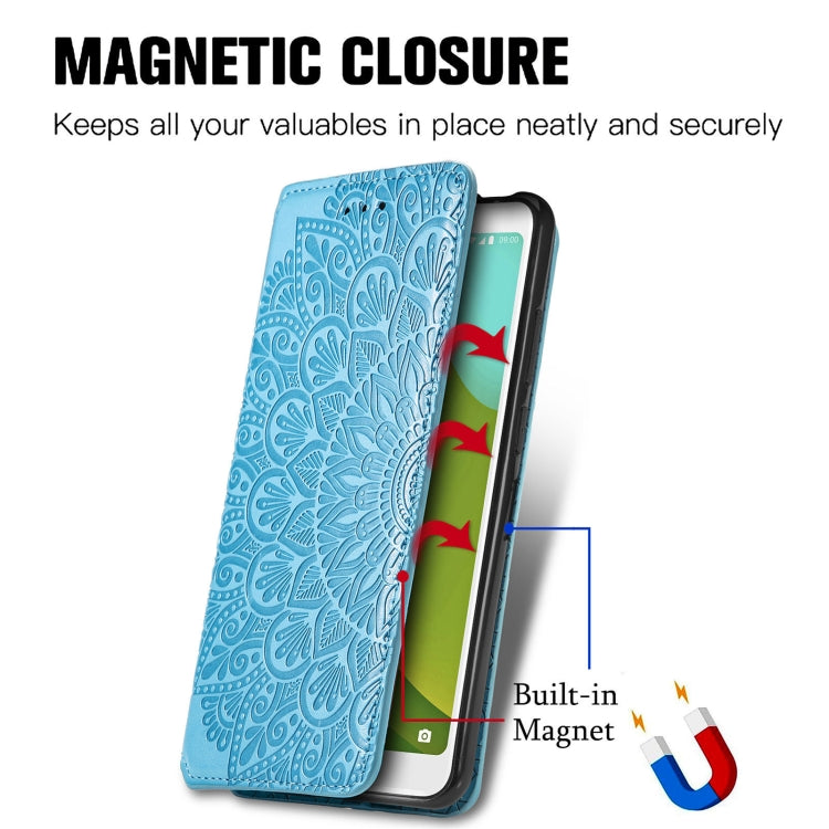For Wiko Jerry 4 Blooming Mandala Embossed Pattern Magnetic Horizontal Flip Leather Case with Holder & Card Slots & Wallet