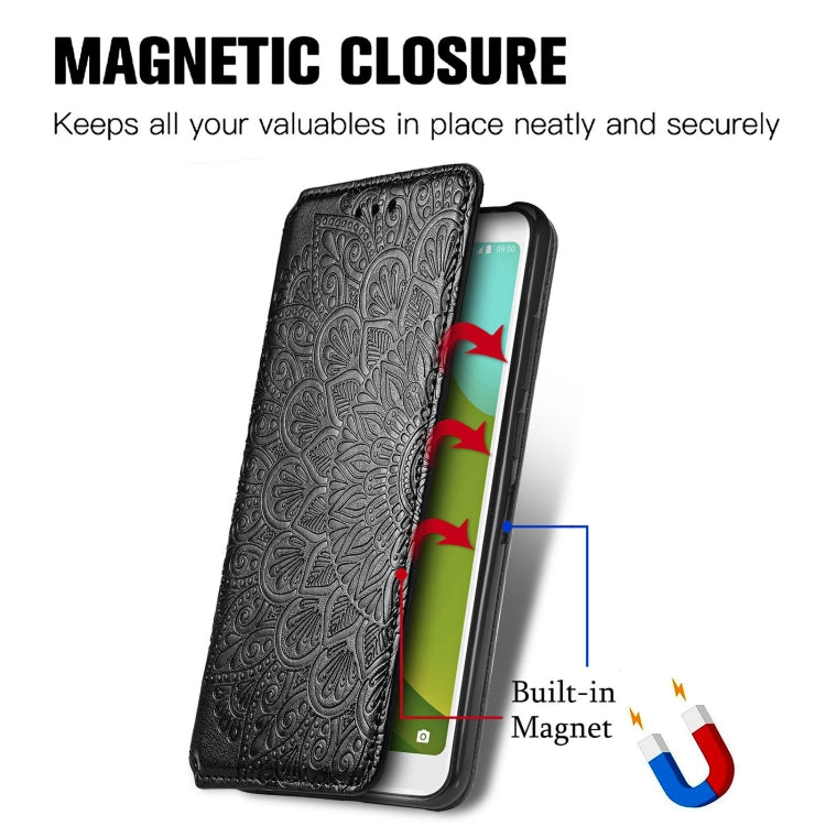 For Wiko Jerry 4 Blooming Mandala Embossed Pattern Magnetic Horizontal Flip Leather Case with Holder & Card Slots & Wallet