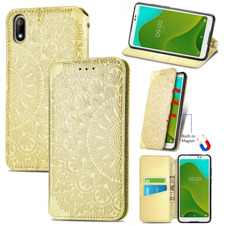For Wiko Jerry 4 Blooming Mandala Embossed Pattern Magnetic Horizontal Flip Leather Case with Holder & Card Slots & Wallet