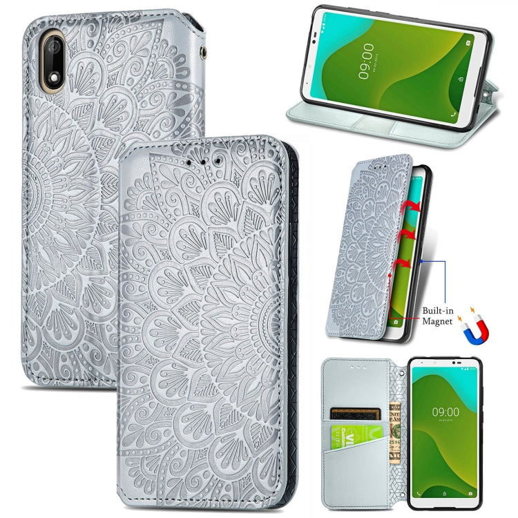For Wiko Jerry 4 Blooming Mandala Embossed Pattern Magnetic Horizontal Flip Leather Case with Holder & Card Slots & Wallet