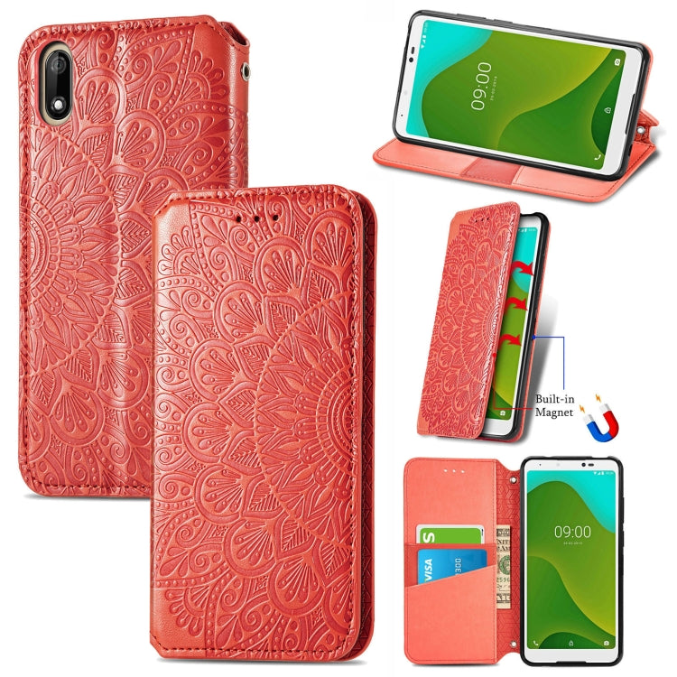 For Wiko Jerry 4 Blooming Mandala Embossed Pattern Magnetic Horizontal Flip Leather Case with Holder & Card Slots & Wallet