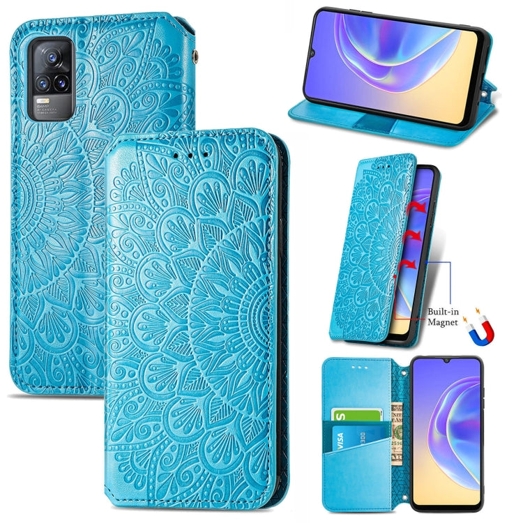For vivo V21e 4G Blooming Mandala Embossed Pattern Magnetic Horizontal Flip Leather Case with Holder & Card Slots & Wallet