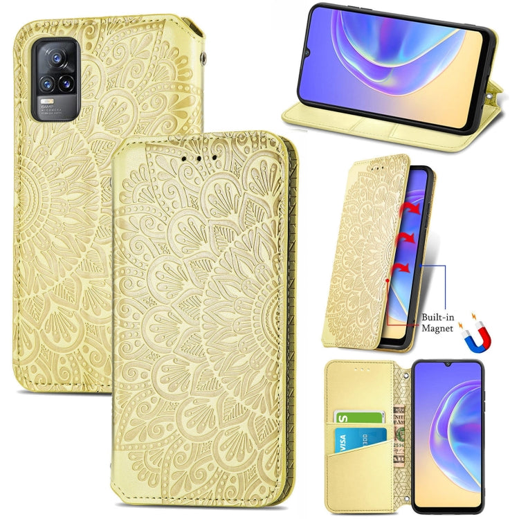 For vivo V21e 4G Blooming Mandala Embossed Pattern Magnetic Horizontal Flip Leather Case with Holder & Card Slots & Wallet