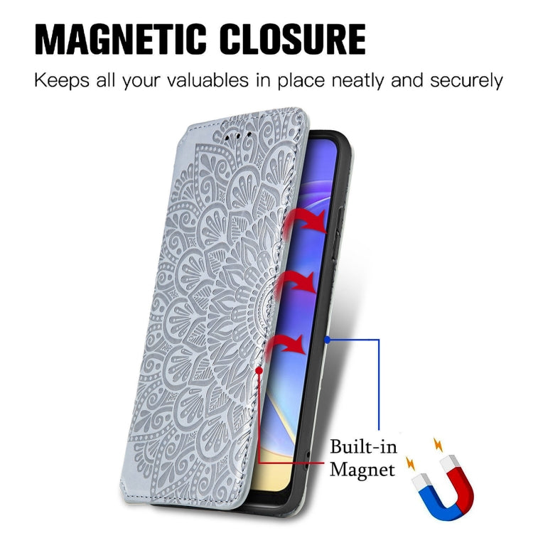 For vivo V21e 4G Blooming Mandala Embossed Pattern Magnetic Horizontal Flip Leather Case with Holder & Card Slots & Wallet