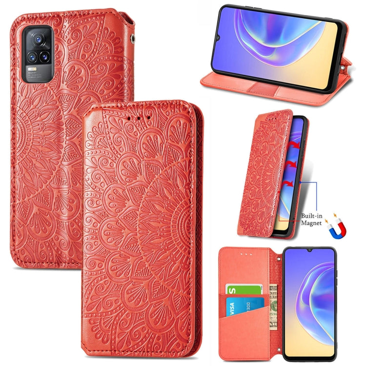 For vivo V21e 4G Blooming Mandala Embossed Pattern Magnetic Horizontal Flip Leather Case with Holder & Card Slots & Wallet