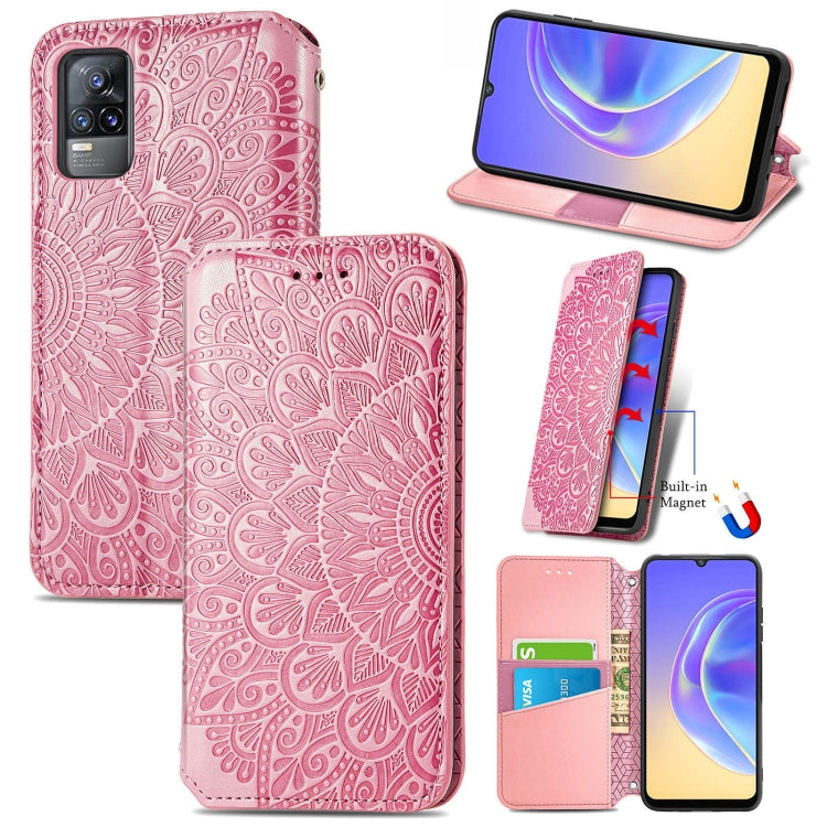 For vivo V21e 4G Blooming Mandala Embossed Pattern Magnetic Horizontal Flip Leather Case with Holder & Card Slots & Wallet