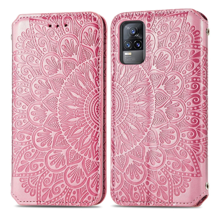 For vivo V21e 4G Blooming Mandala Embossed Pattern Magnetic Horizontal Flip Leather Case with Holder & Card Slots & Wallet