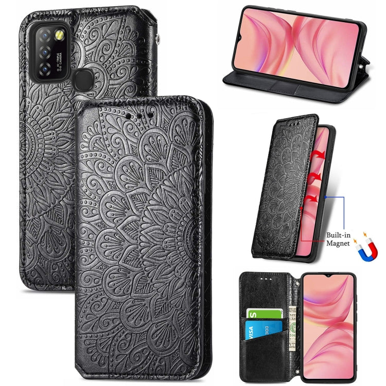 For Infinix Hot 10 Lite Blooming Mandala Embossed Pattern Magnetic Horizontal Flip Leather Case with Holder & Card Slots & Wallet