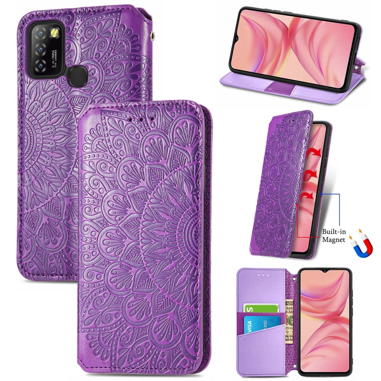 For Infinix Hot 10 Lite Blooming Mandala Embossed Pattern Magnetic Horizontal Flip Leather Case with Holder & Card Slots & Wallet