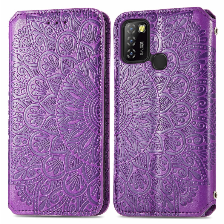 For Infinix Hot 10 Lite Blooming Mandala Embossed Pattern Magnetic Horizontal Flip Leather Case with Holder & Card Slots & Wallet