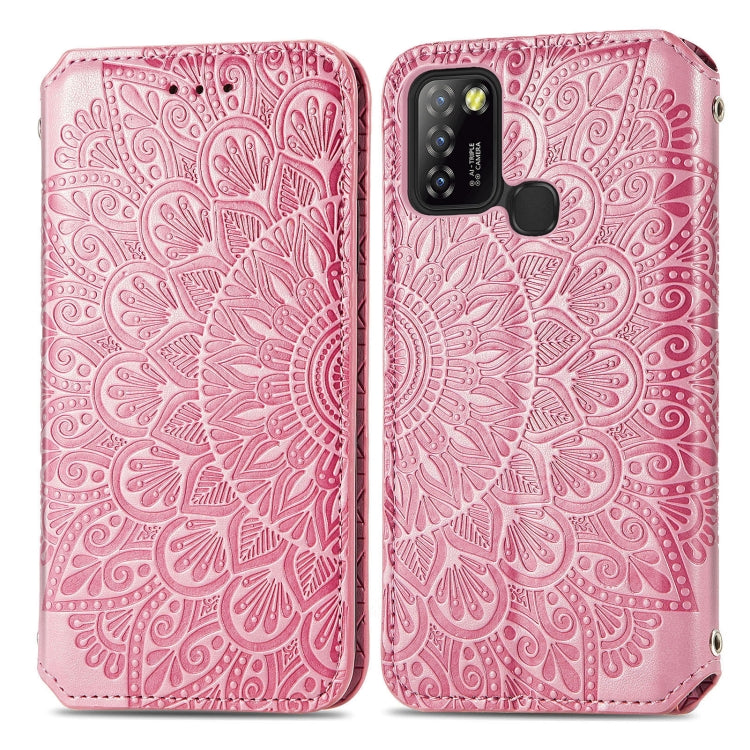 For Infinix Hot 10 Lite Blooming Mandala Embossed Pattern Magnetic Horizontal Flip Leather Case with Holder & Card Slots & Wallet