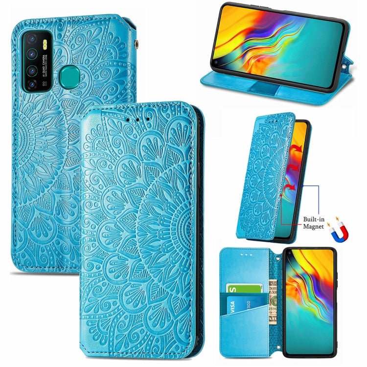 For Infinix Hot 9 Blooming Mandala Embossed Pattern Magnetic Horizontal Flip Leather Case with Holder & Card Slots & Wallet