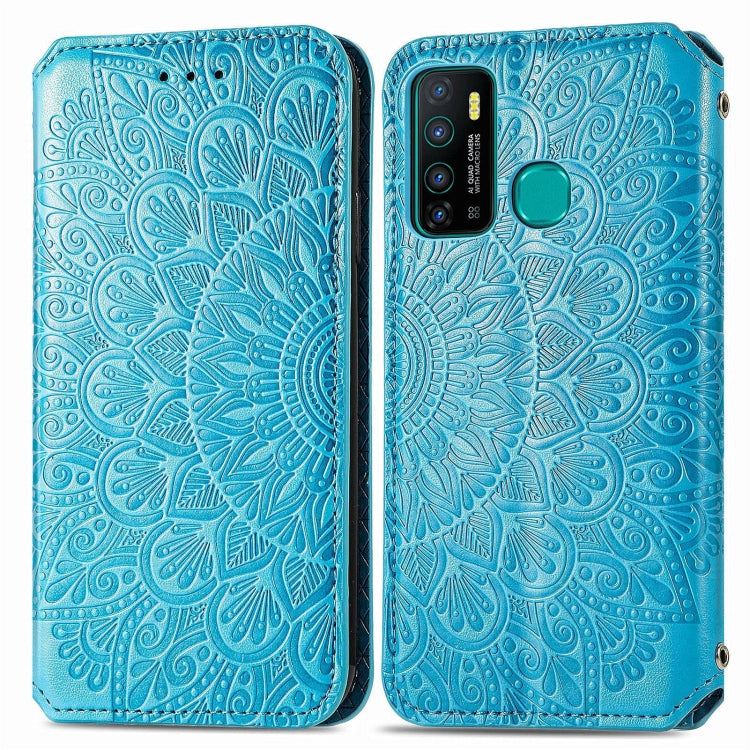 For Infinix Hot 9 Blooming Mandala Embossed Pattern Magnetic Horizontal Flip Leather Case with Holder & Card Slots & Wallet
