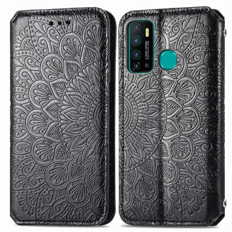 For Infinix Hot 9 Blooming Mandala Embossed Pattern Magnetic Horizontal Flip Leather Case with Holder & Card Slots & Wallet