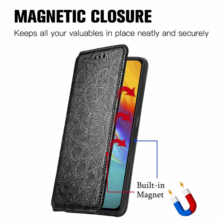 For Infinix Hot 9 Blooming Mandala Embossed Pattern Magnetic Horizontal Flip Leather Case with Holder & Card Slots & Wallet
