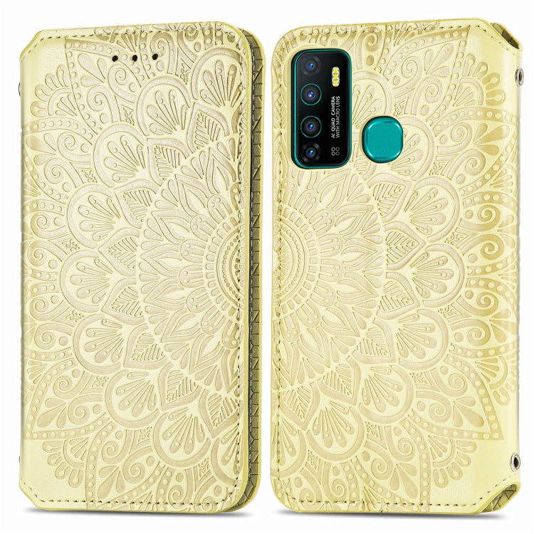 For Infinix Hot 9 Blooming Mandala Embossed Pattern Magnetic Horizontal Flip Leather Case with Holder & Card Slots & Wallet