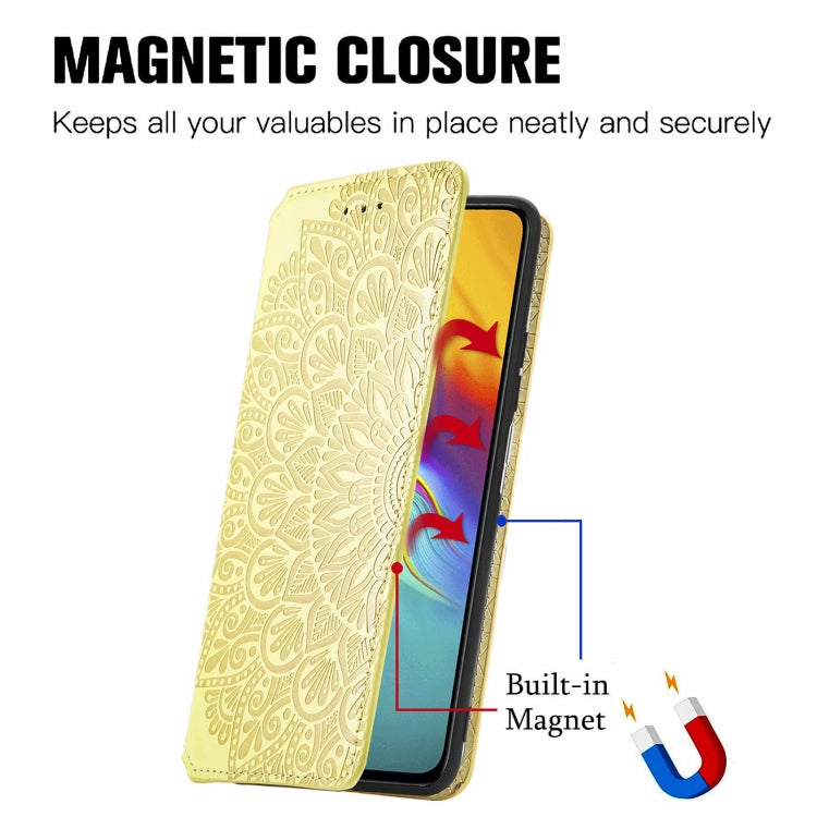 For Infinix Hot 9 Blooming Mandala Embossed Pattern Magnetic Horizontal Flip Leather Case with Holder & Card Slots & Wallet