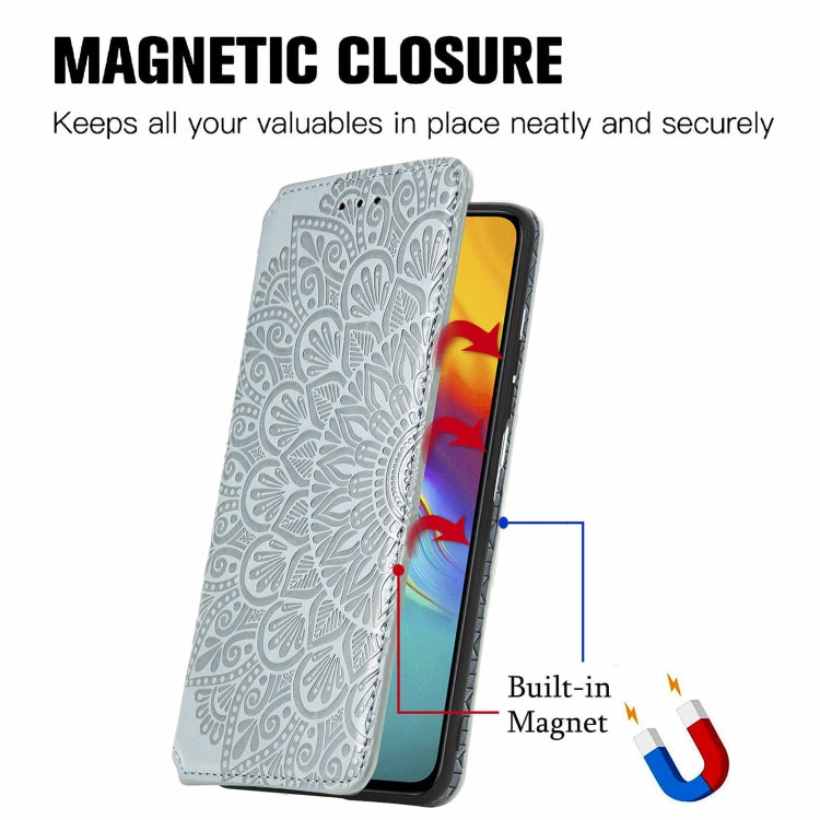 For Infinix Hot 9 Blooming Mandala Embossed Pattern Magnetic Horizontal Flip Leather Case with Holder & Card Slots & Wallet