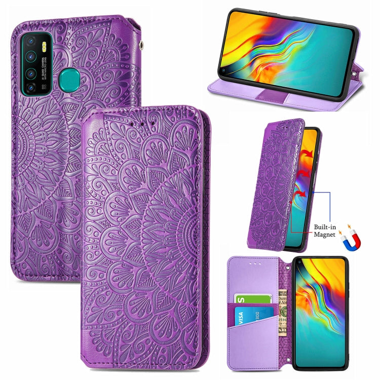 For Infinix Hot 9 Blooming Mandala Embossed Pattern Magnetic Horizontal Flip Leather Case with Holder & Card Slots & Wallet