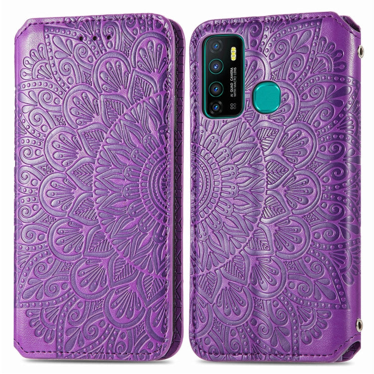 For Infinix Hot 9 Blooming Mandala Embossed Pattern Magnetic Horizontal Flip Leather Case with Holder & Card Slots & Wallet