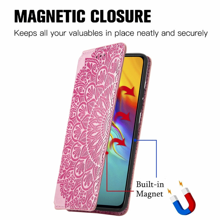 For Infinix Hot 9 Blooming Mandala Embossed Pattern Magnetic Horizontal Flip Leather Case with Holder & Card Slots & Wallet