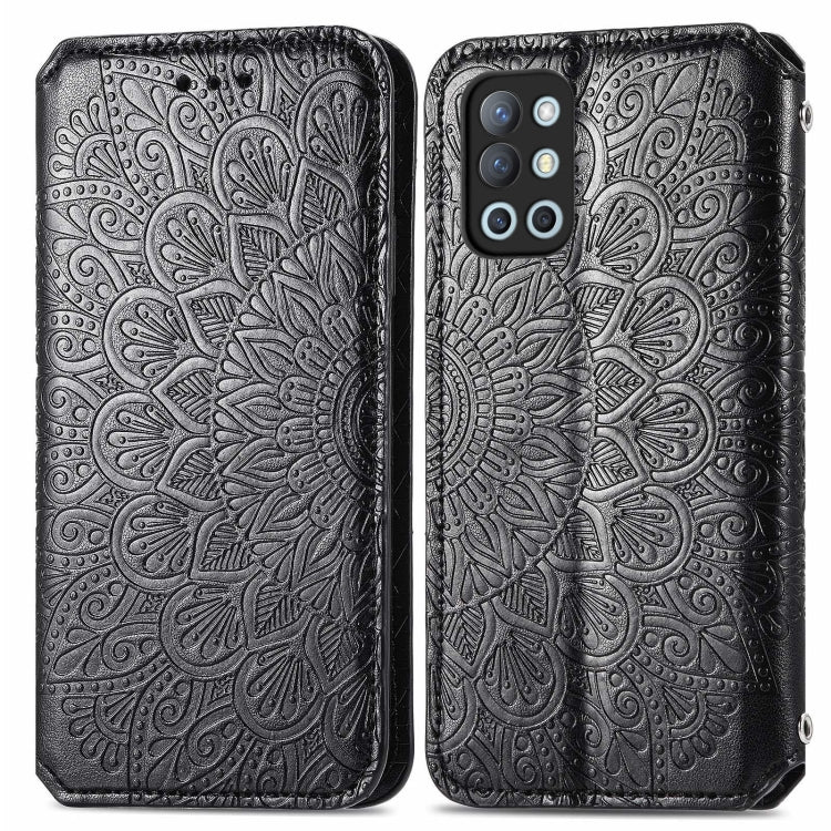 For OnePlus 9R Blooming Mandala Embossed Pattern Magnetic Horizontal Flip Leather Case with Holder & Card Slots & Wallet