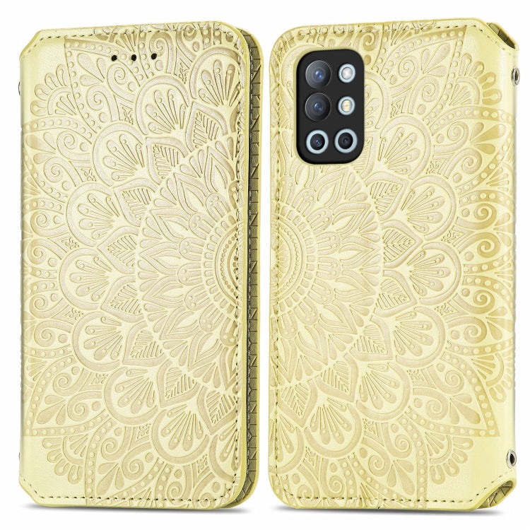 For OnePlus 9R Blooming Mandala Embossed Pattern Magnetic Horizontal Flip Leather Case with Holder & Card Slots & Wallet