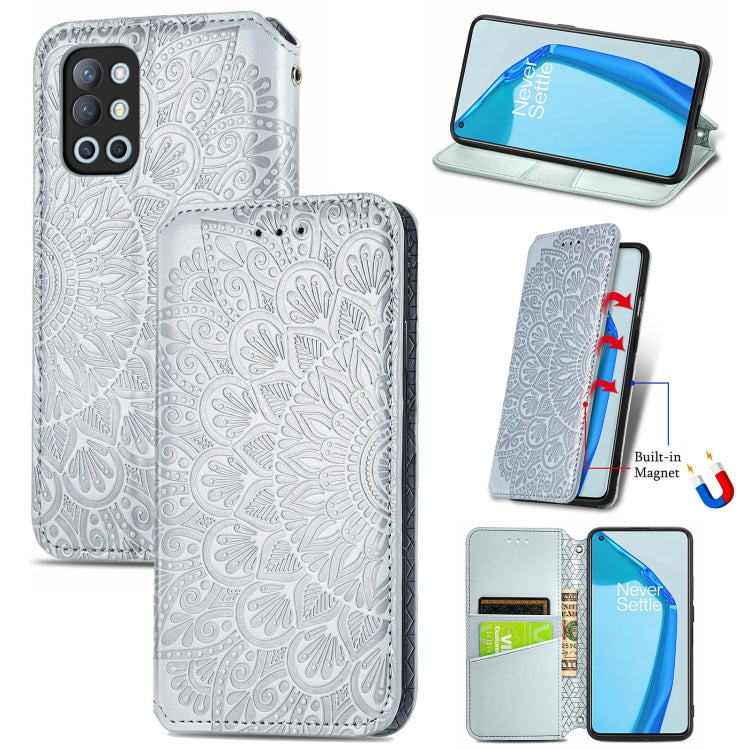 For OnePlus 9R Blooming Mandala Embossed Pattern Magnetic Horizontal Flip Leather Case with Holder & Card Slots & Wallet