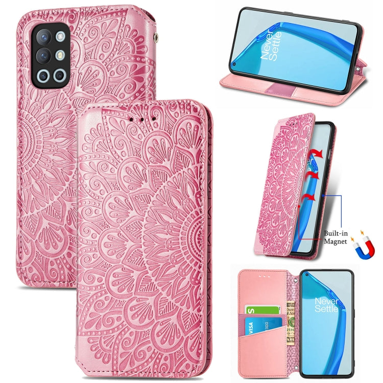 For OnePlus 9R Blooming Mandala Embossed Pattern Magnetic Horizontal Flip Leather Case with Holder & Card Slots & Wallet