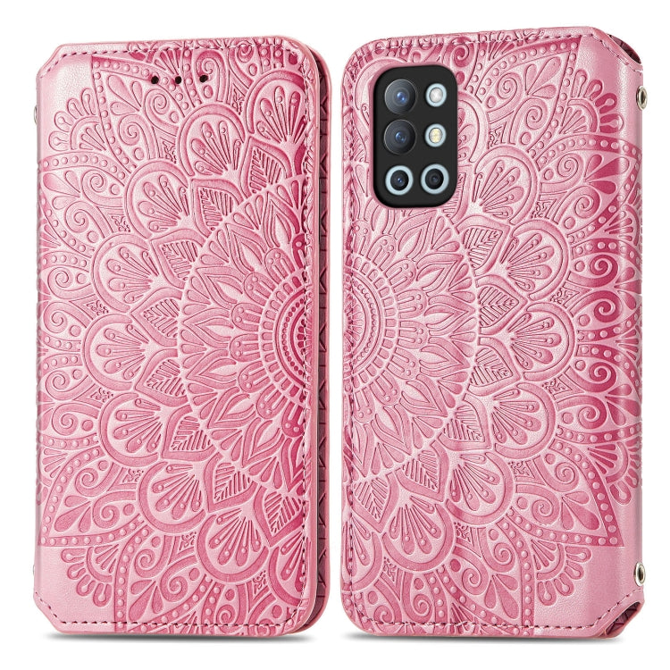 For OnePlus 9R Blooming Mandala Embossed Pattern Magnetic Horizontal Flip Leather Case with Holder & Card Slots & Wallet