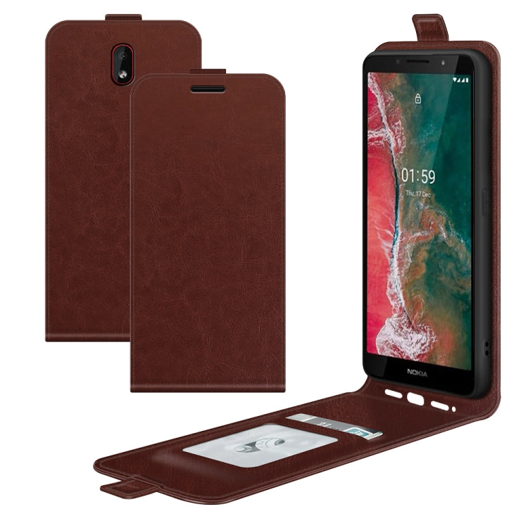 For Nokia C1 Plus R64 Texture Single Vertical Flip Leather Protective Case with Card Slots & Photo Frame