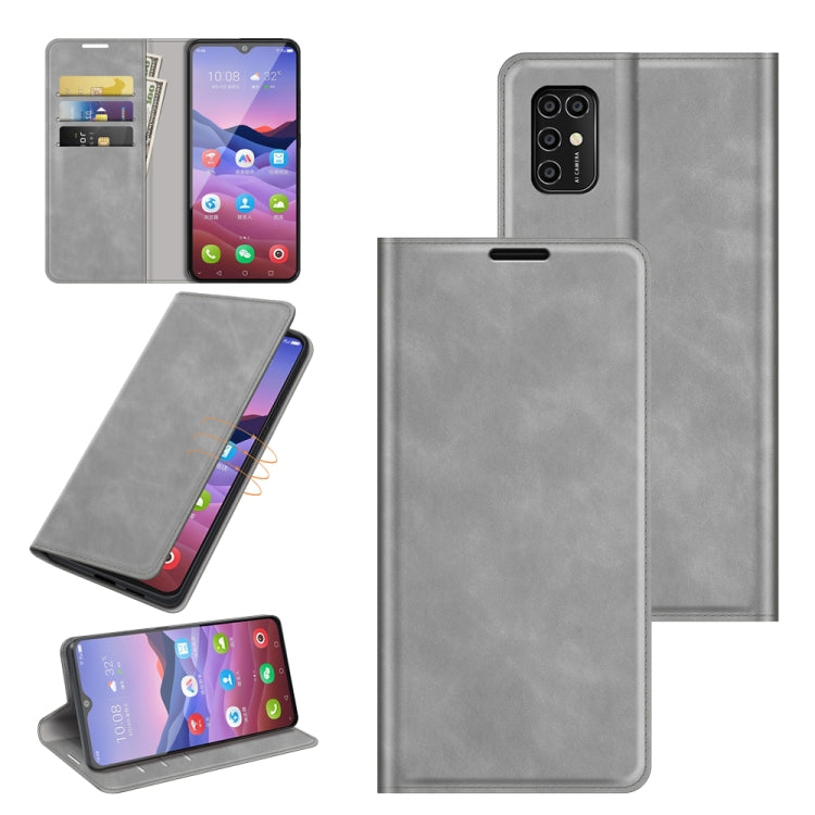 For ZTE Blade V2020 Smart Retro-skin Business Magnetic Suction Leather Case with Holder & Card Slots & Wallet