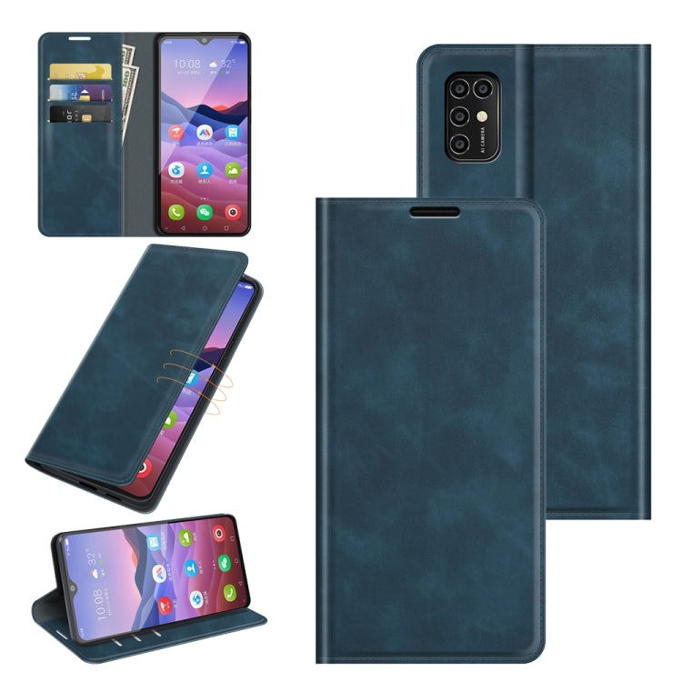 For ZTE Blade V2020 Smart Retro-skin Business Magnetic Suction Leather Case with Holder & Card Slots & Wallet