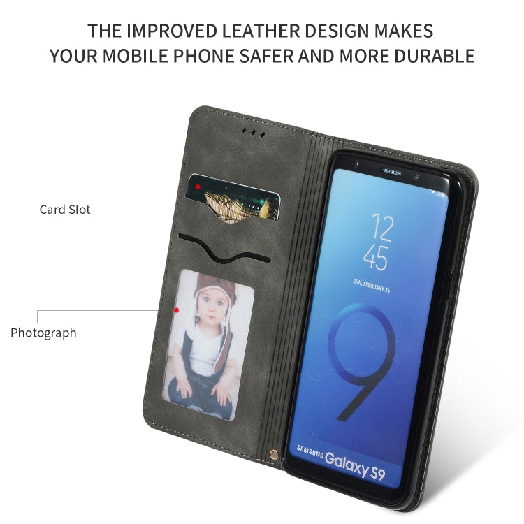 Retro Skin Feel Business Magnetic Horizontal Flip Leather Case for Samsung Galaxy S9