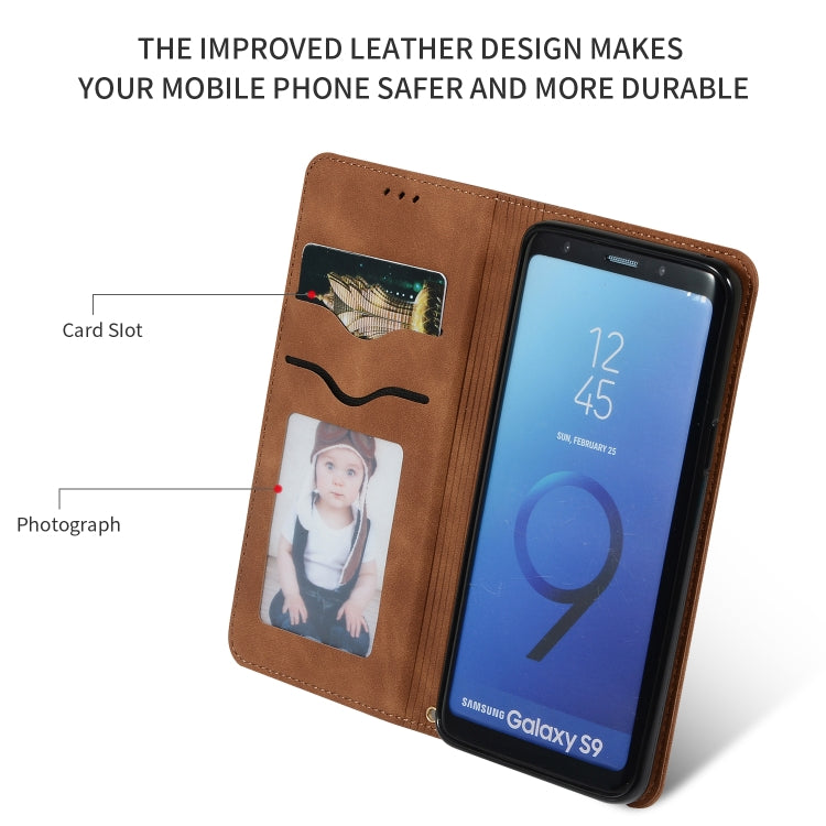Retro Skin Feel Business Magnetic Horizontal Flip Leather Case for Samsung Galaxy S9