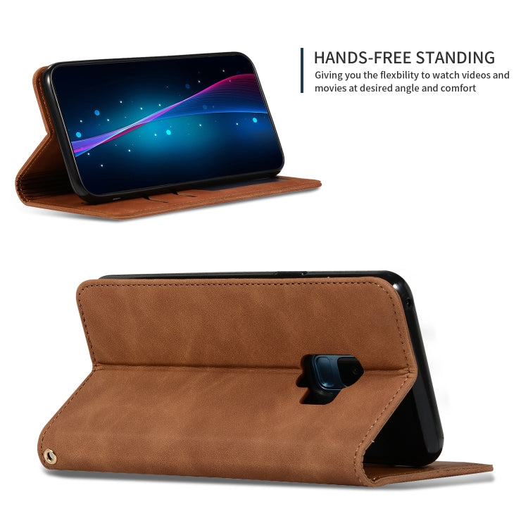 Retro Skin Feel Business Magnetic Horizontal Flip Leather Case for Samsung Galaxy S9